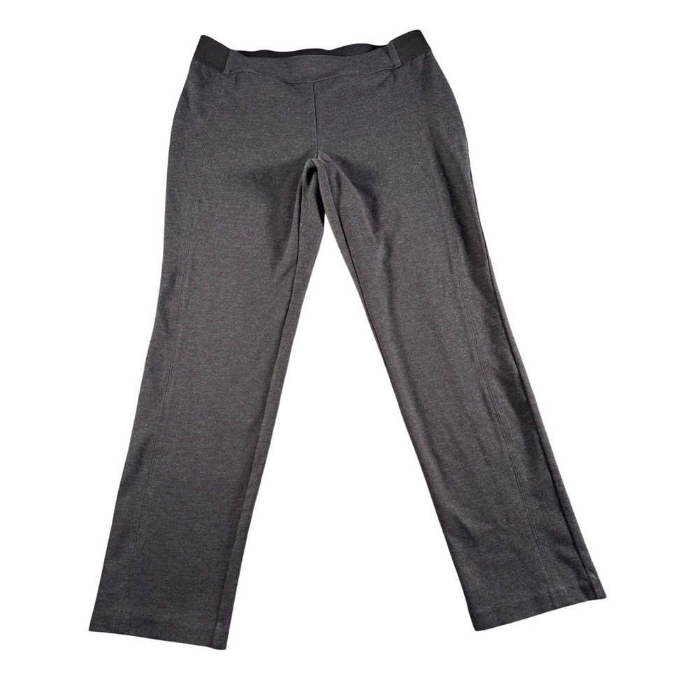 Chapter Club Women Gray Stretch Pull On Straight Leg Casual Dress Pants SZ 12